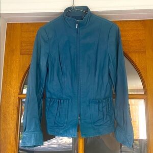 Worth Teal Leather Jacket size 6
